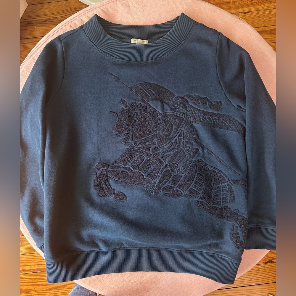 Burberry Brit Navy Blue Equestrian Knight Embroidered Sweatshirt 💙🐎